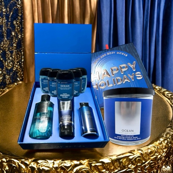 BATH AND BODY WORKS MENS OCEAN CANDLE & BODY CARE BUNDLE - Picture 2 of 3